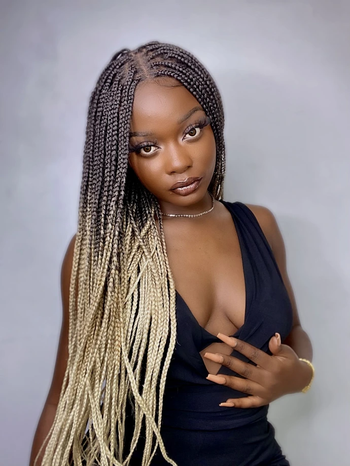 [Knotless Braids - 613] Matilda - Braided HD 13x4 Lace Frontal Wig (613 - Blonde)